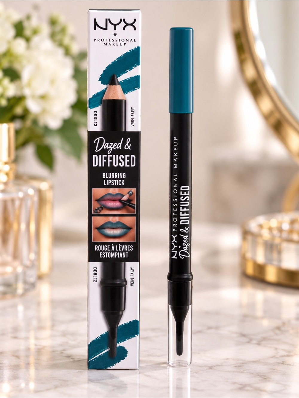 NYX Dazed & Diffused Blurring Lip Liner Very Fairy Teal Blue Matte NIB